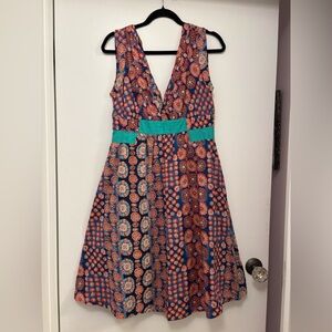 Marc Jacobs medallion floral print sleeveless V-neck cotton dress a
line boho